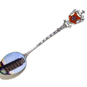 Antique 800 Silver & Enamel Tower of Pisa Souvenir Spoon