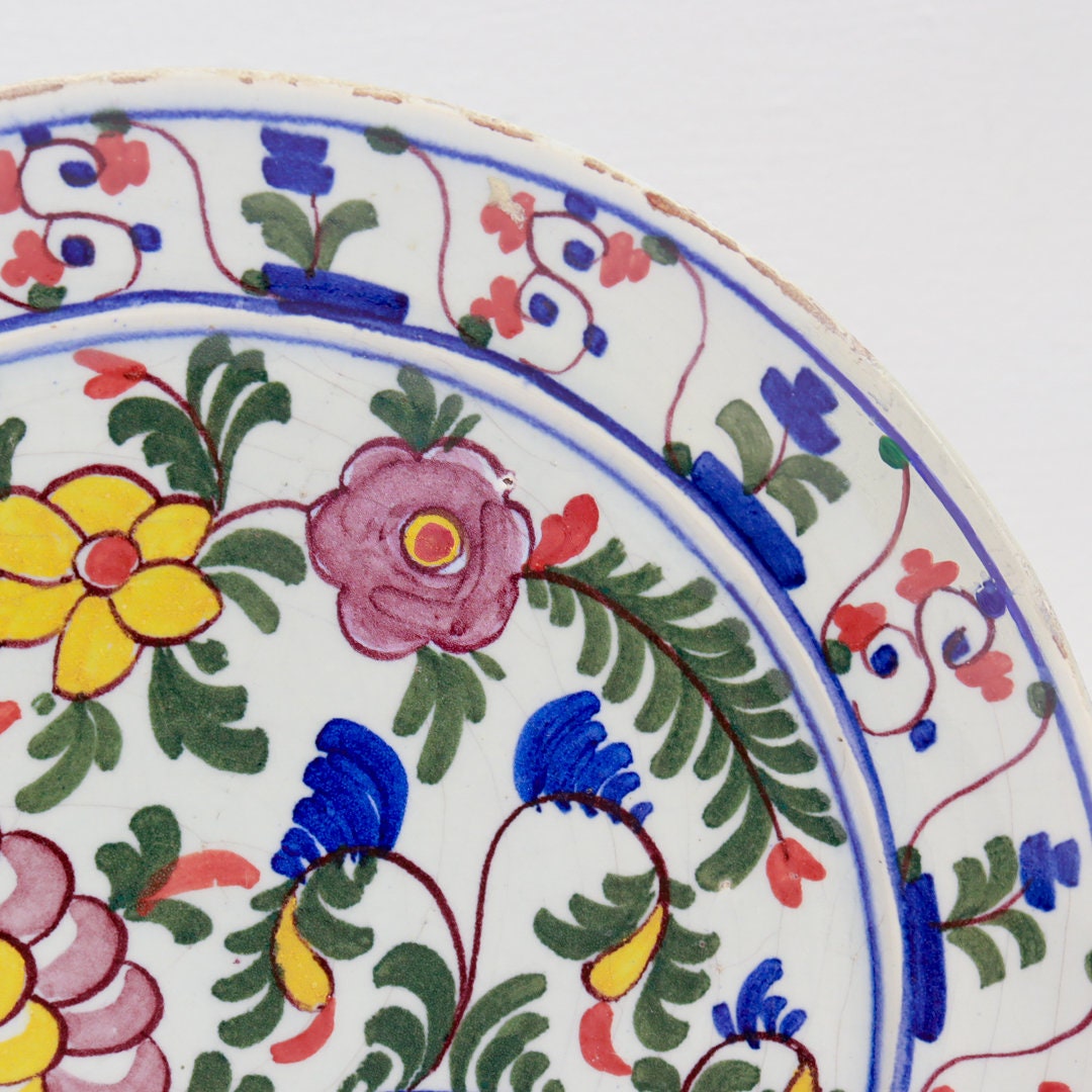 Antique 18th Century De Klaauw Dutch Delft Pottery Floral Plate - Etsy