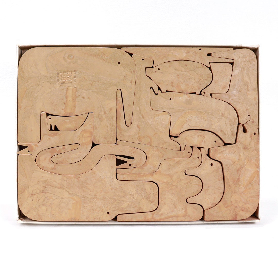 Complete Boxed 16 Animali Puzzle Set by Enzo Mari for Danesse