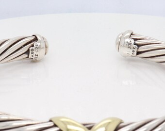 David Yurman Sterling Silver & 14K Gold X Classic Cable Station
