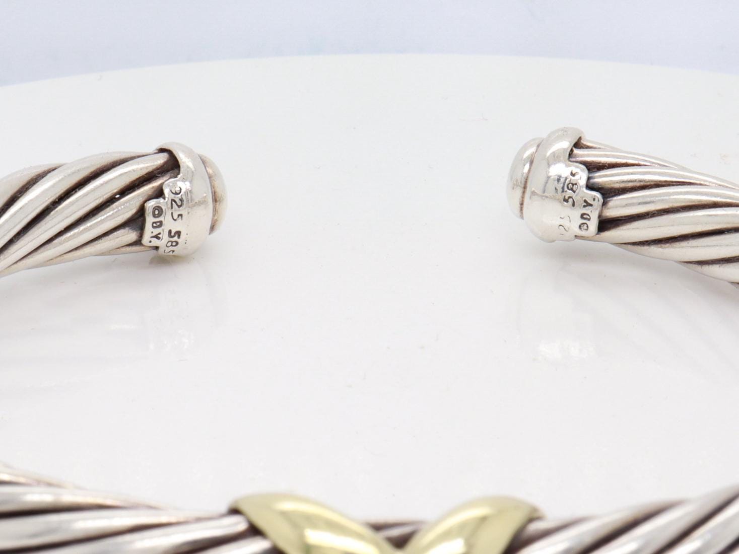 David Yurman Sterling Silver & 14K Gold X Classic Cable Station 