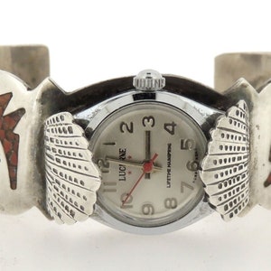 Signiert Old Pawn Navajo Sterling Silber Türkis Koralle Manschette Armband