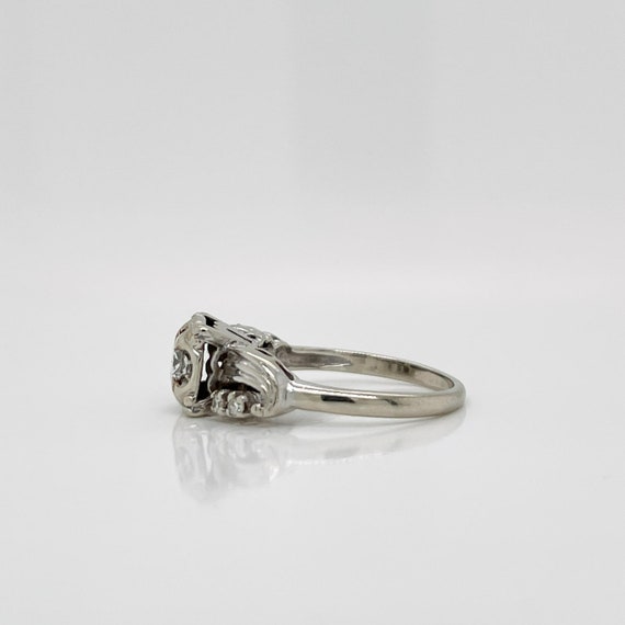 Mid-Century Retro 14k White Gold & Diamond Engage… - image 2