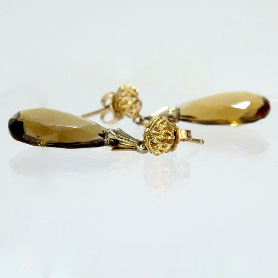 Vintage 14 Karat Gold & Glass Bead Earrings - image 2