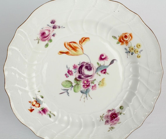 Antique 18th Century Meissen Porcelain Plate With Deutsche Blumen