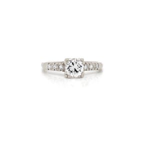 Vintage 14K White Gold & Brilliant Cut 0.90 CT Natural Diamond Engagement Ring