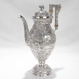 Antique Schofield Castle Pattern Repousse Baltimore Sterling Silver Tea Pot
