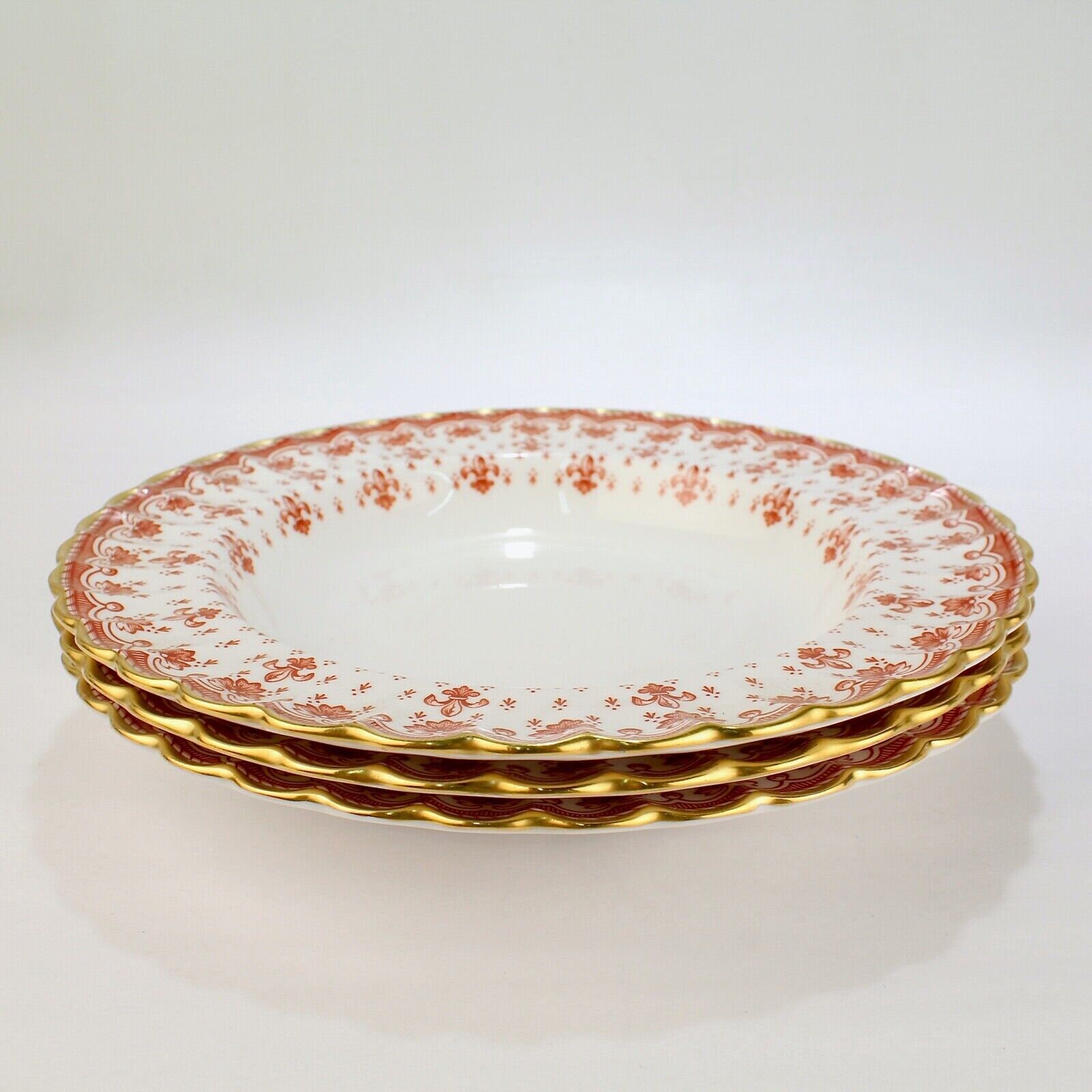 Set of 3 Spode Fleur De Lys Red Bone China Rim Soup Bowls - Etsy