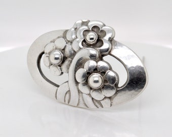Early Georg Jensen Sterling Silver Flower Brooch No. 28, 1925-1930