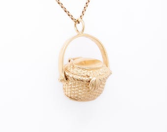 Vintage 14K Gold Figural Open Nantucket Basket Charm