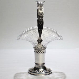 Antique Gorham Sterling Silver & Cut Glass Handled Basket - Brilliant ABP