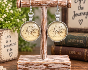 Bicycle Earrings, Bike Lover Gift, Cycling Earrings, Bicycle Dangle Earrings, Vintage Bike Jewelry, Cycling Gift for Her