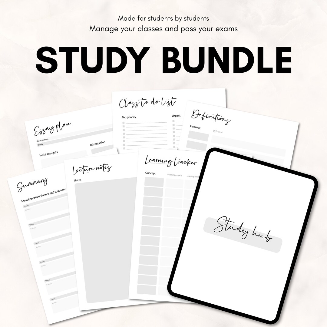 Study Bundle | Notes + to Do List + Essay Planner + Learning Tracker ...