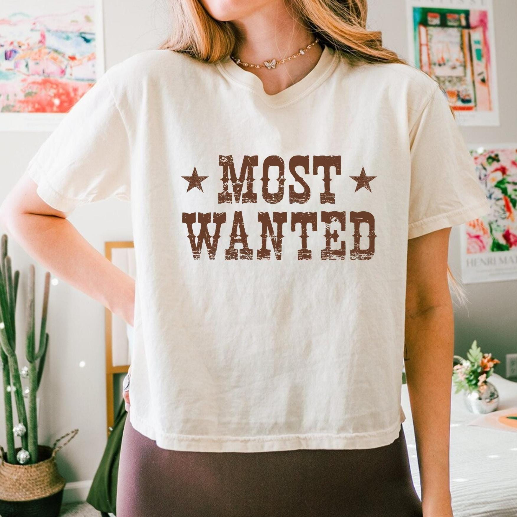 Vintage Western Most Wanted Crop Top, Cowgirl T Shirt, Country Music Crop Shirt, Concert Shirt, Rodeo Top, Cowboy Theme Shirt, 90s Baby Tee