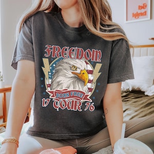 Haut court rouge blanc et bleu, chemise drapeau américain, t-shirt États-Unis, chemise rétro 4 juillet, t-shirt court couleurs confort, t-shirt patriotique