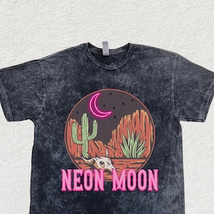 Vintage Western Neon Mineral Wash T-Shirt or Crop Top, Desert Graphic Tee, Retro Cowgirl Country Shirt, Rodeo Graphic Outfit for Women