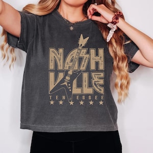 Nashville Tennessee Comfort Colors Shirt or Crop Top, Retro Guitar Graphic Tee, Country Music Concert Tee, Vintage Western Cowgirl Shirt