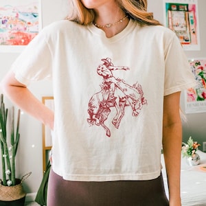 Western Cowboy Comfort Colors Crop Top, Cowboy T Shirt, Country Crop Shirt, Minimal Rodeo Shirt, Concert Baby Tee, Vintage Cowgirl Shirt