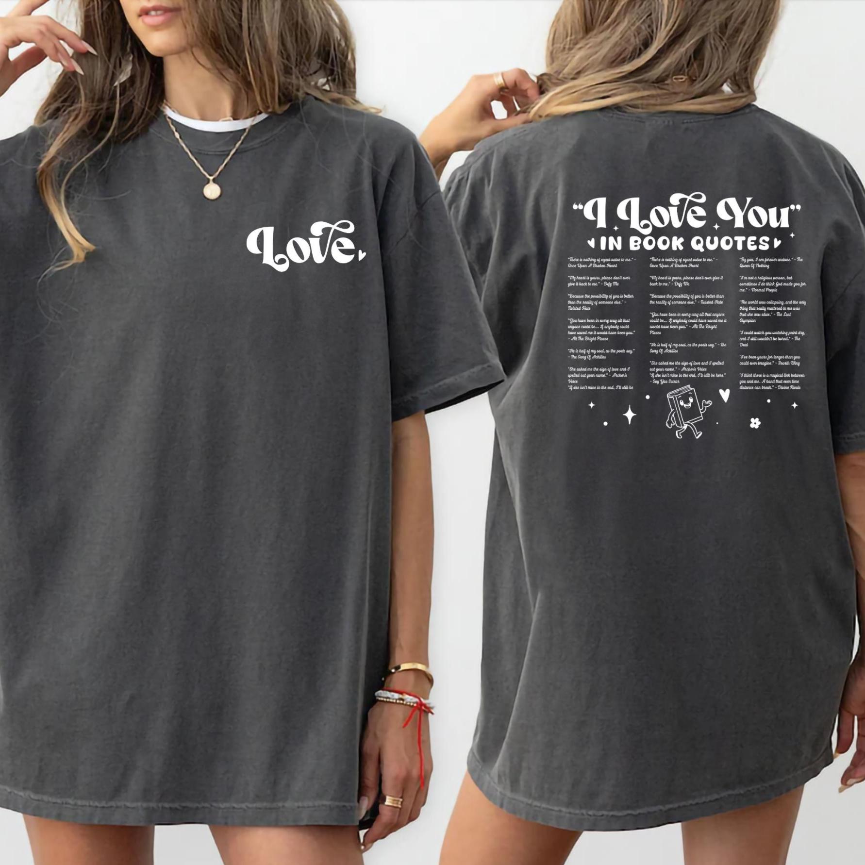 "Girl Who Loves Books" Long Sleeve Tee - Charcoal Grey Reading Themed Shirt