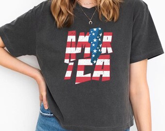 Retro America Comfort Colors Crop Top, Y2K USA Flag Shirt, 4th of July Shirt, Patriotic Summer Top, Vintage  Patriotic T-Shirt, Western Top