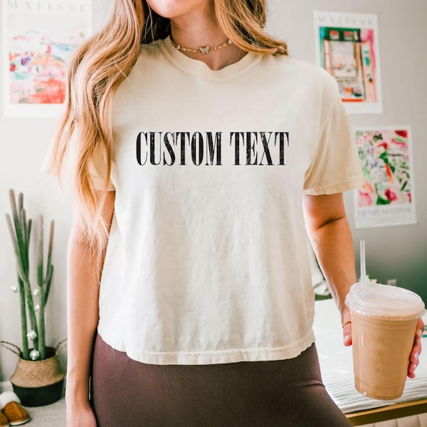 Custom Text Comfort Colors Crop Top, Bachelorette Party Crop Shirt, Custom Name/ State Shirt, Minimal Western Style, Custom Photo T shirt