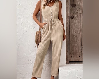 Sleeveless Jumpsuit with Pockets