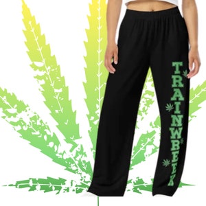 Pantalones de descanso unisex de pierna ancha con variedades de marihuana, regalo 420 para fumetas, tendencia actual, adicto a la marihuana
