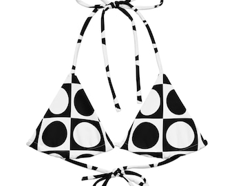 Bikini de tiras sin fondo Bikini de lunares en blanco y negro Solo parte superior