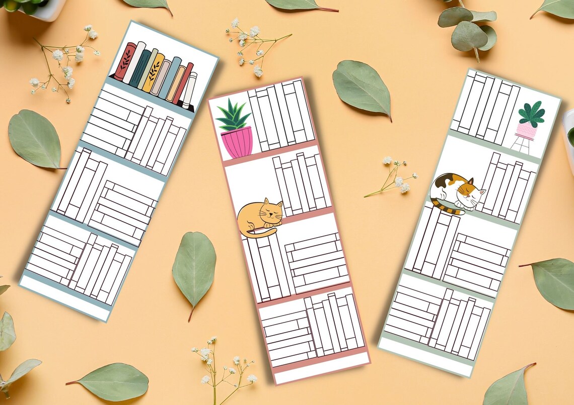 Book Tracker Bookmark Printable Bookmarks Set of 5 - Etsy