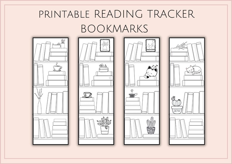 Book Tracker Bookmark Printable Bookmarks Set of 14 - Etsy
