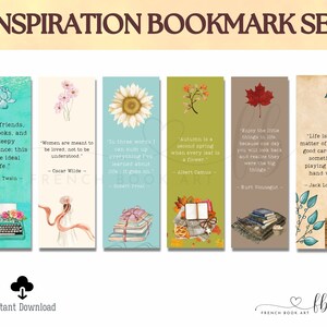 Inspirational Bookmarks, Printable Bookmarks Set of 6, Custom Quote ...