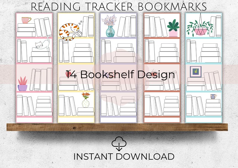 Book Tracker Bookmark Printable Bookmarks Set of 14 - Etsy