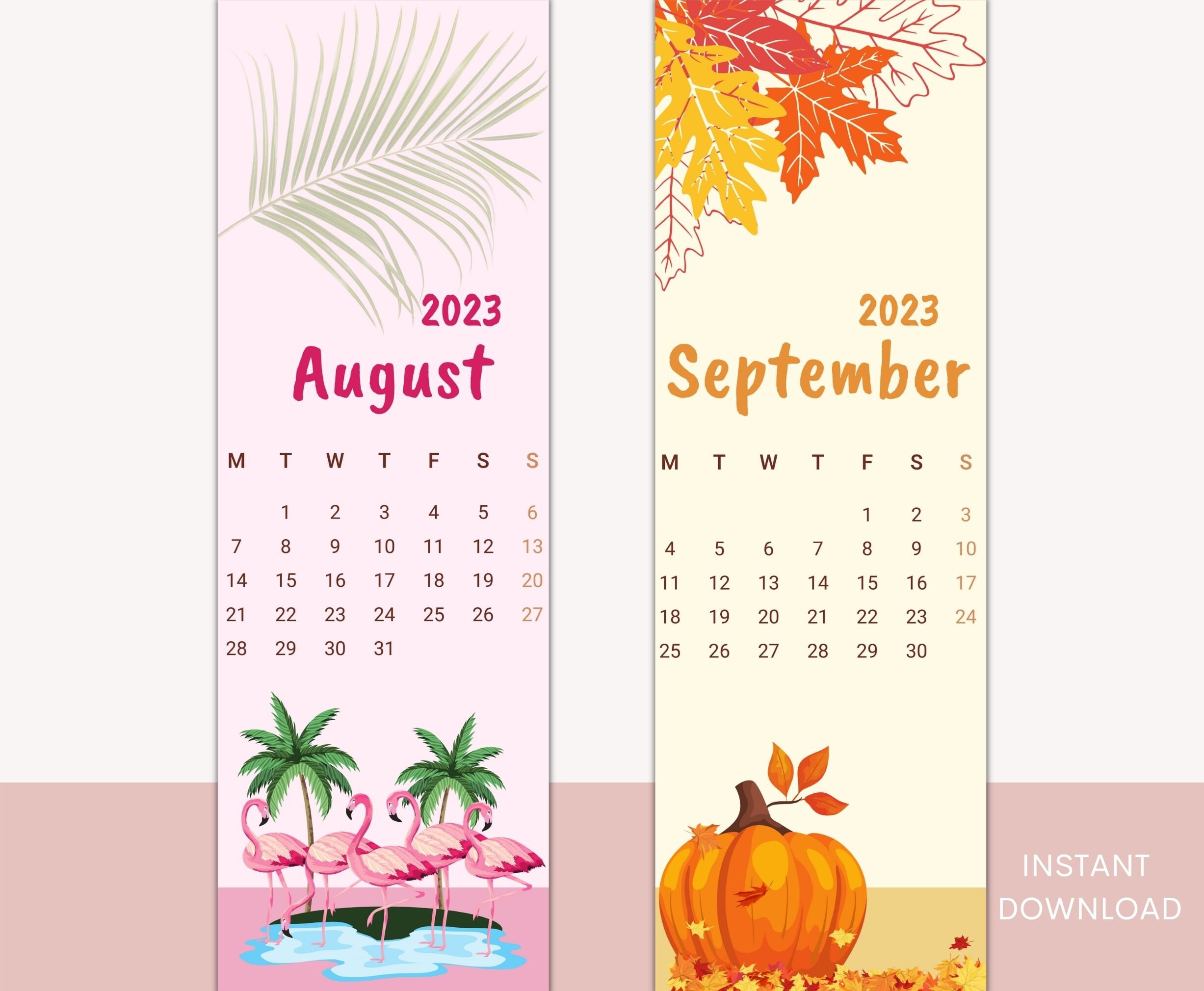 Printable 2023 Calendar Bookmark Set Calendar Bookmarks Digital