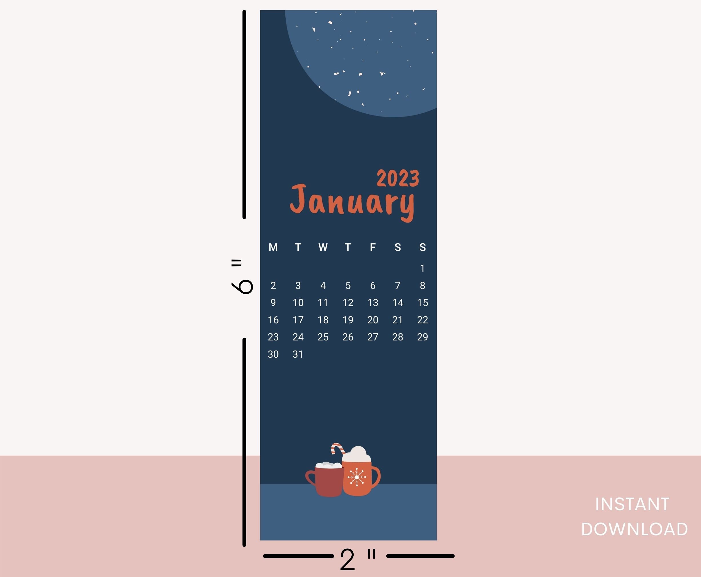 Printable 2023 Calendar Bookmark Set Calendar Bookmarks Digital