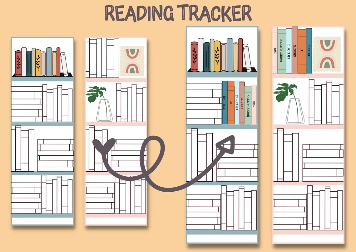 Book Tracker Bookmark Printable Bookmarks Set of 5 - Etsy