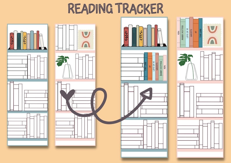 Book Tracker Bookmark Printable Bookmarks Set of 5 - Etsy