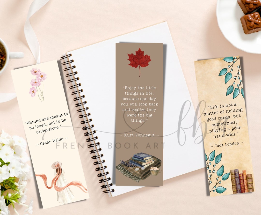Inspirational Bookmarks, Printable Bookmarks Set of 6, Custom Quote ...