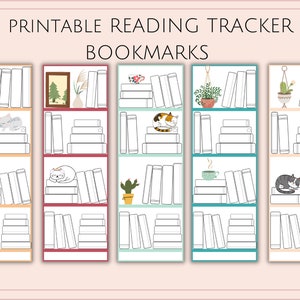 Book Tracker Bookmark, Printable Bookmarks Set of 14, Bookshelf ...