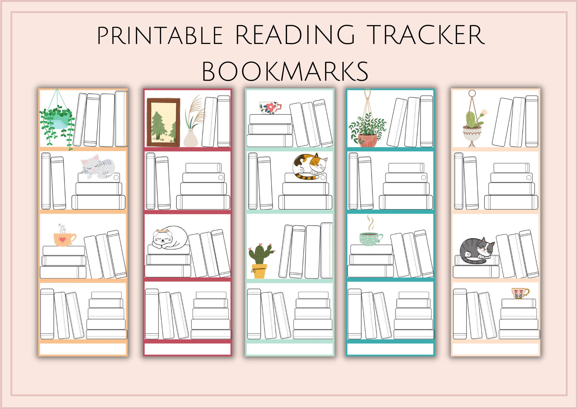 Book Tracker Bookmark Printable Bookmarks Set of 14 Etsy