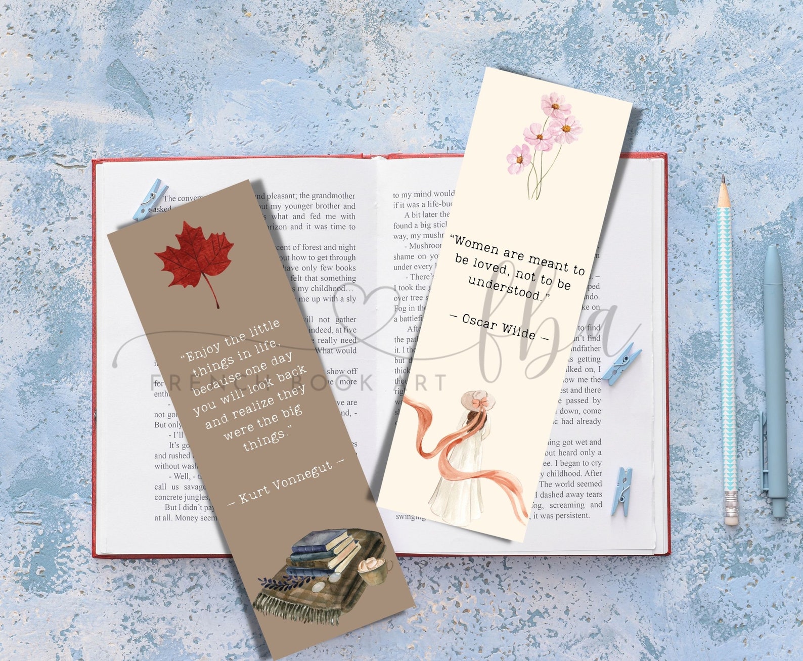 Inspirational Bookmarks, Printable Bookmarks Set of 6, Custom Quote ...