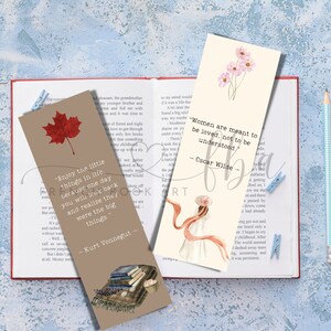 Inspirational Bookmarks, Printable Bookmarks Set of 6, Custom Quote ...