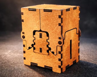 Geared Wooden Card Deck Box – Custom Engraved Playing Card Case