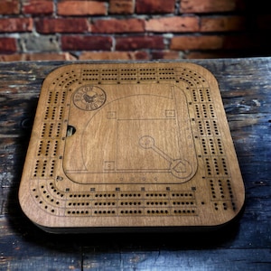 Tabellone da cribbage da baseball: logo personalizzato della squadra, incisione personalizzata, regalo, tabellone da cribbage in legno