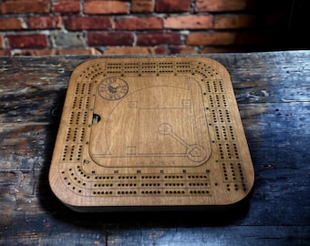 Baseball cribbage board: custom team logo, personalized engraving, gift, wooden cribbage board
