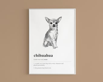 Chihuahua Definition Printable Wall Art | Chihuahua Gift | Dog Lover Gift | Dog Art Print | Chihuahua Art | Aesthetic Art | DIGITAL DOWNLOAD