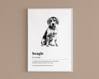 Beagle Definition Printable Wall Art | Beagle Gift | Dog Lover Gift | Dog Art Print | Beagle Art | Aesthetic Art | DIGITAL DOWNLOAD