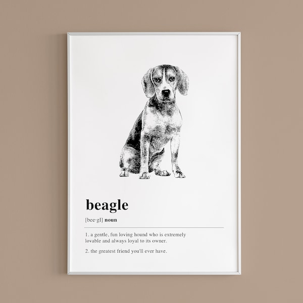 Beagle Definition Printable Wall Art | Beagle Gift | Cadeau amoureux des chiens | Impression d’art canin | Beagle Art | Art esthétique | TÉLÉCHARGEMENT NUMÉRIQUE