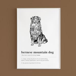 Bernese Mountain Dog Definition Printable Wall Art | Bernese Gift | Dog Lover Gift | Dog Art Print | Bernese Art | DIGITAL DOWNLOAD