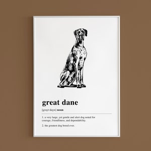 Great Dane Definition Printable Wall Art, Great Dane Gift, Great Dane Print, Great Dane Decor, Great Dane Art, Minimal Art, DIGITAL DOWNLOAD