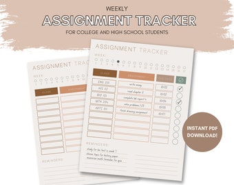 Printable Assignment Tracker | Assignment Planner | Homework Chart | College Planner | GoodNotes Assignment Planner | PDF Instant Download